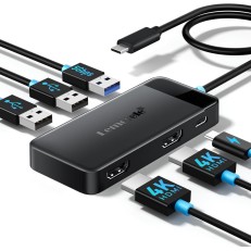Lemorele TC122 USB-C Hub 6 σε 1 Docking Station με Dual HDMI 4K, 3x USB, PD 100W – Dual Monitor για Laptop / MacBook / Surface
