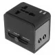 RRtravel HHT148 Αντάπτορας Πρίζας από Universal σε Universal  (1xUSB / 1xType-C) USA EU UK AU US (Black)