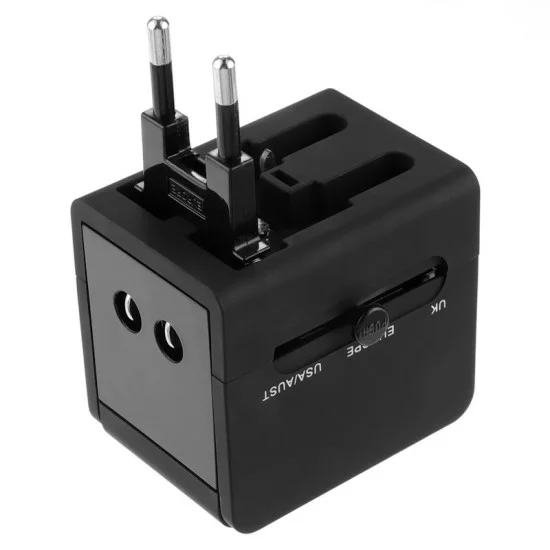 RRtravel HHT148 Αντάπτορας Πρίζας από Universal σε Universal  (1xUSB / 1xType-C) USA EU UK AU US (Black)