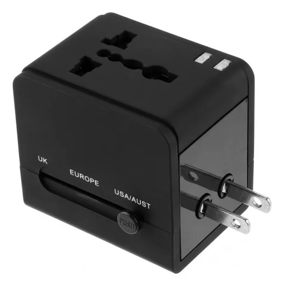 RRtravel HHT148 Αντάπτορας Πρίζας από Universal σε Universal  (1xUSB / 1xType-C) USA EU UK AU US (Black)