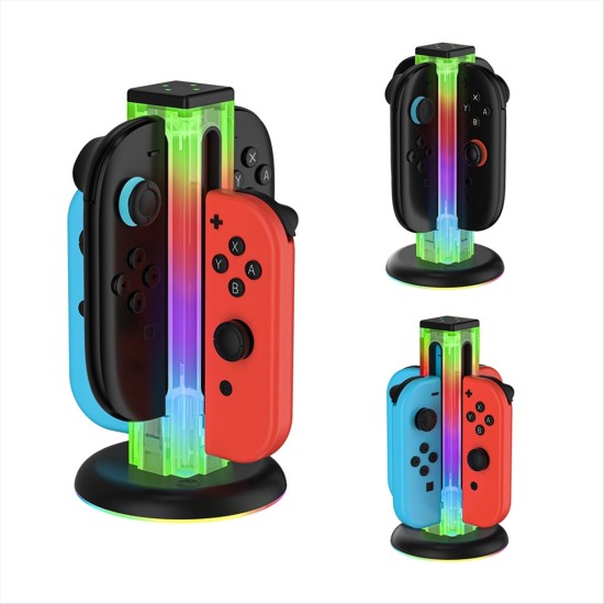Βάση Φόρτισης 4 σε 1 Nintendo Switch / Switch 2 με LED & Touch JYS NS2318 Transparent