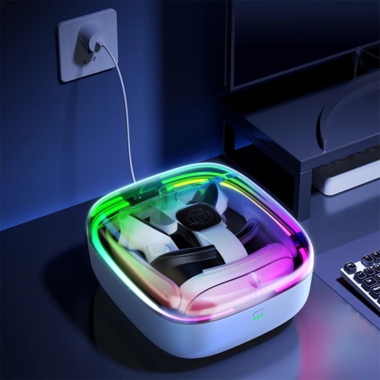 Βάση Φόρτισης Meta Quest 3/3S με RGB και Μπαταρίες για Χειριστήρια JYS MQ002 Λευκή Βάση Φόρτισης Meta Quest 3/3S με RGB και Μπαταρίες για Χειριστήρια JYS MQ002 Λευκή