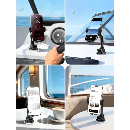 A2C I02-S3 Βάση Κινητού Αυτοκινήτου με Βεντούζα & One-Button Release, Ρυθμιζόμενο Βραχίονα 360°