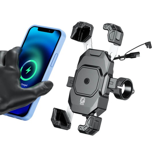 Kewig M11G2-A (New Gen) Βάση Κινητού Μηχανής Αλουμινίου με USB-C PD 30W & Qi 15W – IP66 Αδιάβροχη