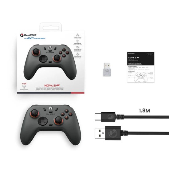 GameSir Nova 2 Lite Wireless Gamepad (Bluetooth/USB-C/2.4Ghz) (PC/Switch/iOS/Android) Midnight Gray