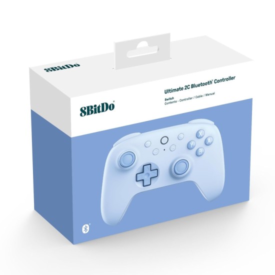 8BitDo Ultimate 2C Bluetooth Controller για Switch (Hall Effect Μοχλοί/Δόνηση Rumble/Turbo) Blue